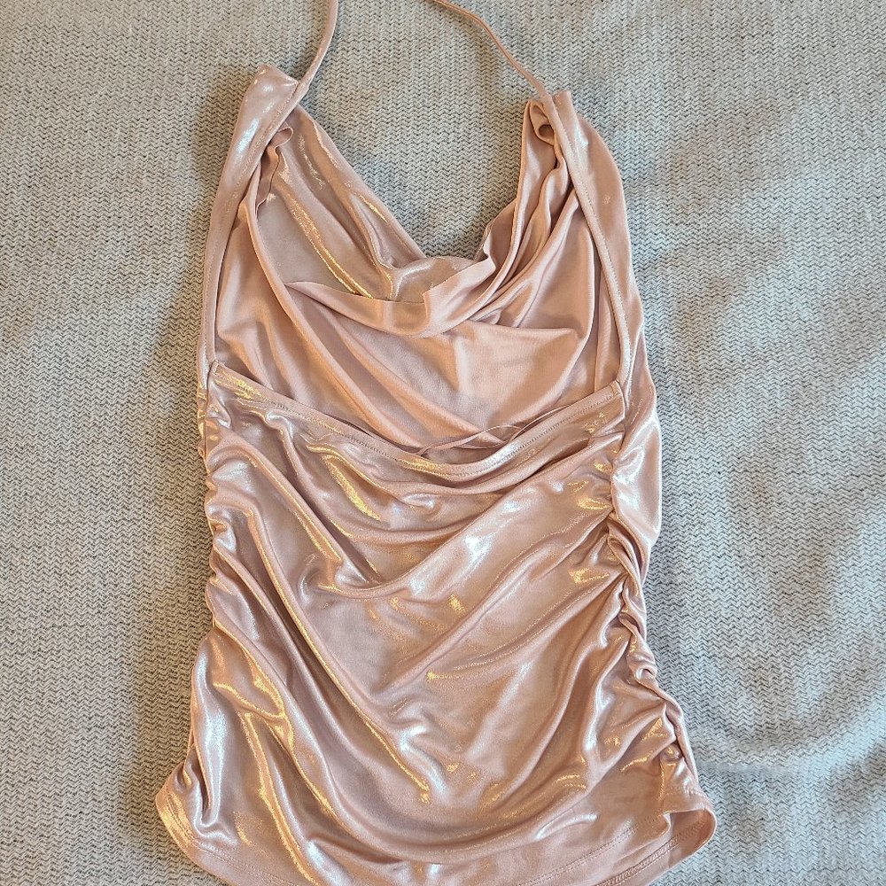Express Shimmering Blush Halter Top